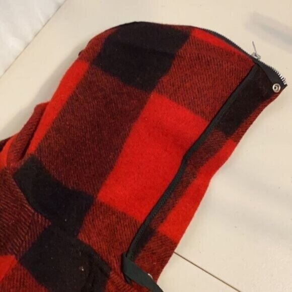 Vintage Johnson Mens Red Black Plaid Wool Hunting Jacket With Hood Multiple Pock - Picture 4 of 14